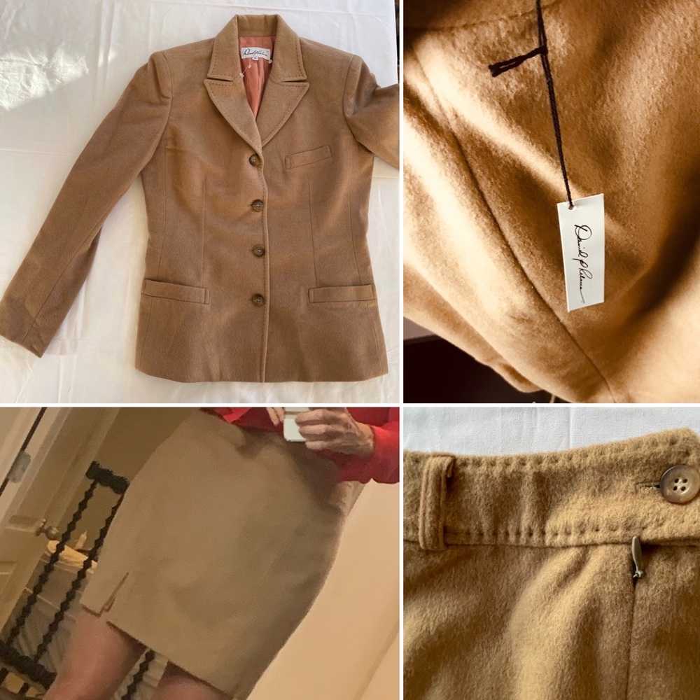 Classic Camel Hair Blazer + Skirt + Pant by Daniel P Rebecca 3pc Suit NWT